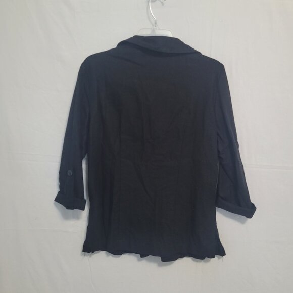 Frankie & Missy Button Front Roll-Up Sleeve Linen Blend Shirt Size L - Picture 9 of 13